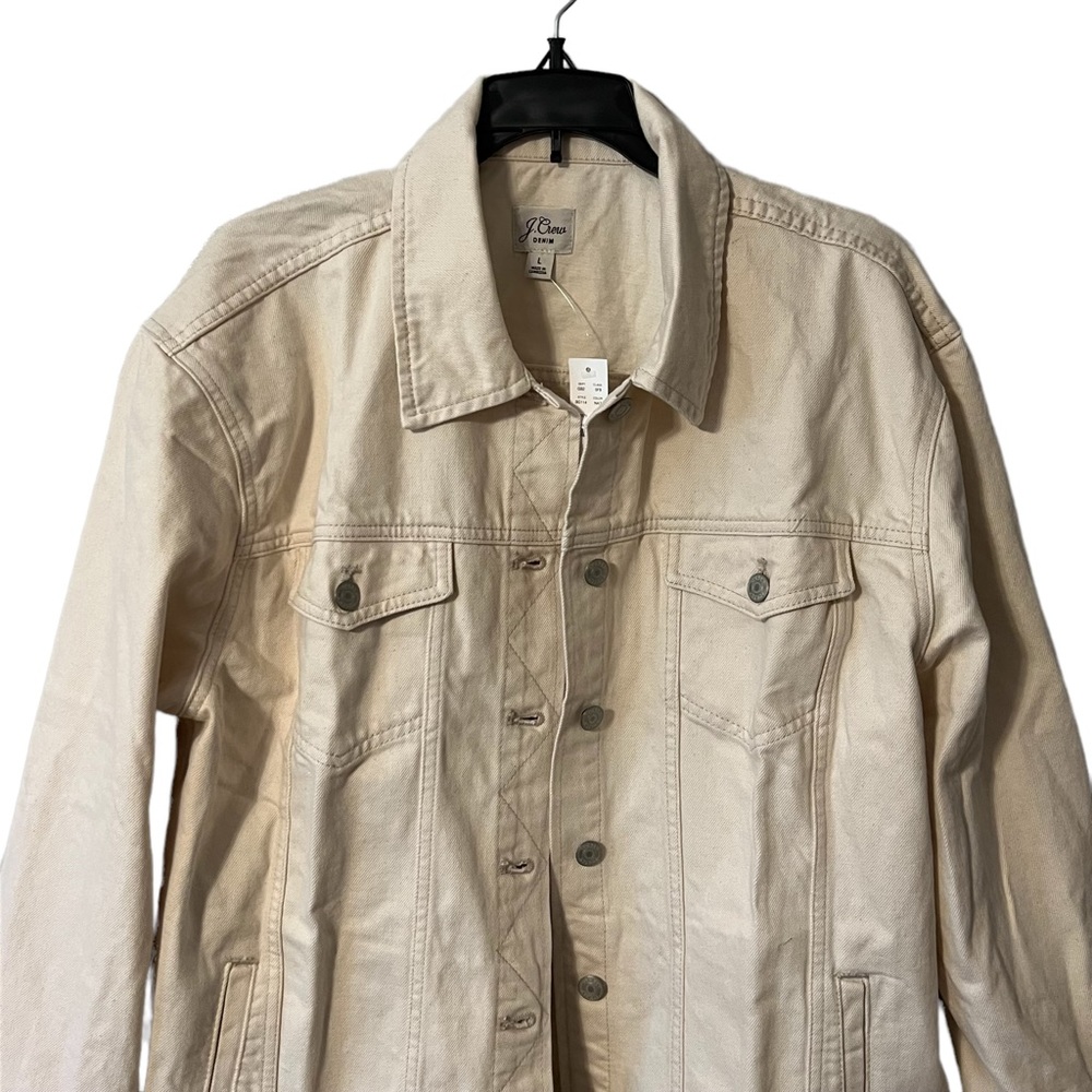 J.Crew Ecru relaxed denim jacket size large NWT - Picture 8 of 9